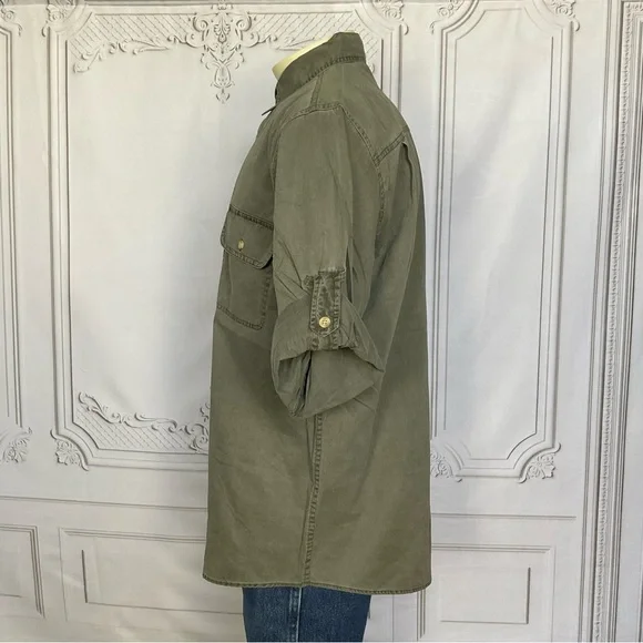 Clearwater Outfitters Mens Olive Khaki Green Long Sleeve Outdoorsman Casual Top - Picture 5 of 10